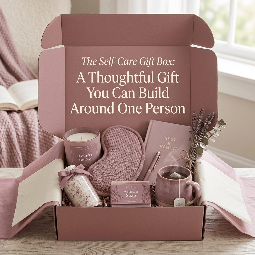 Pastel mauve self-care gift box